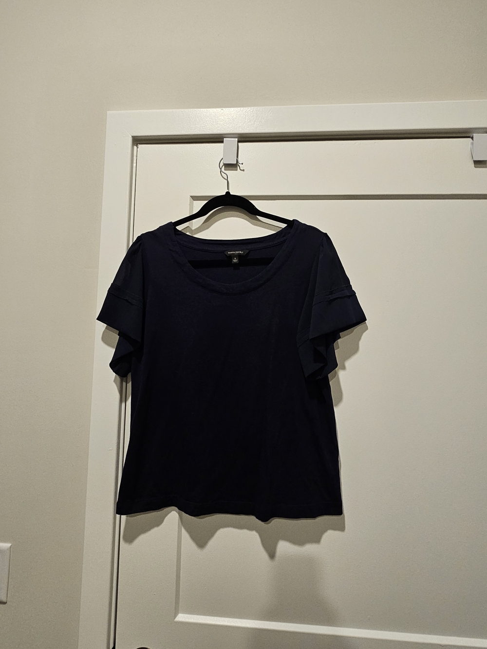 Banana Republic Navy Ruffle Sleeve Tee